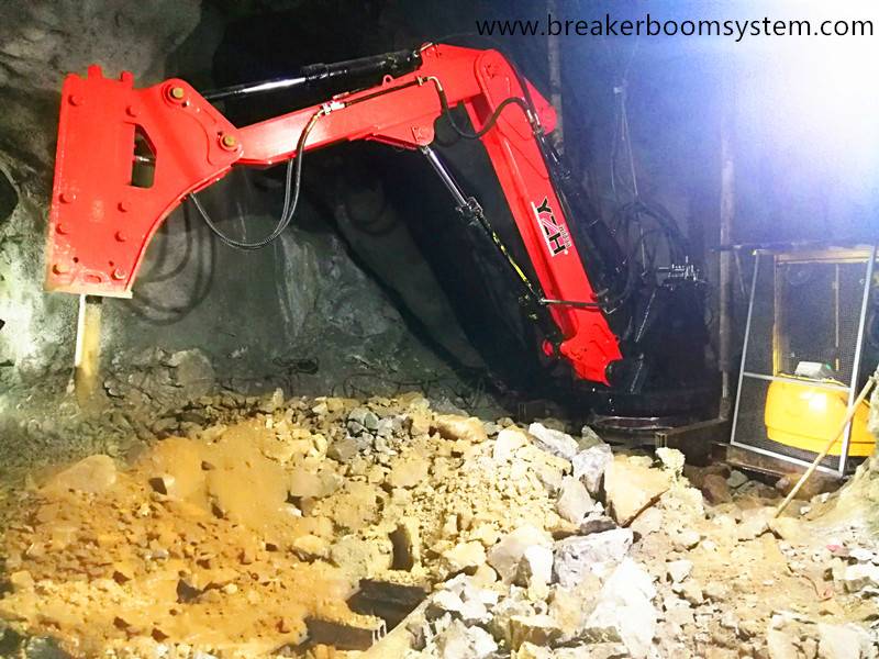 የጽህፈት መሳሪያ Rockbreaker Booms ስርዓት ከመሬት በታች ባለው ማዕድን ውስጥ እየሰራ ነው።