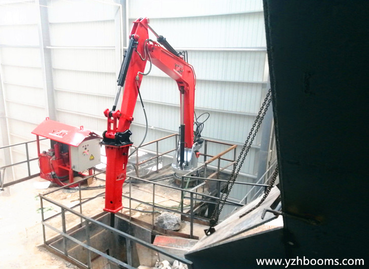 YZH WH710 Fixed Piedestal Rock Breaker Boom System succesfuldt idriftsat p&aring; Luotian Honghui Tailings Treatment Plant